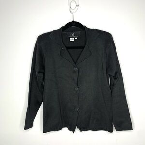 Peruvian Connection dark grey knit cardigan blazer